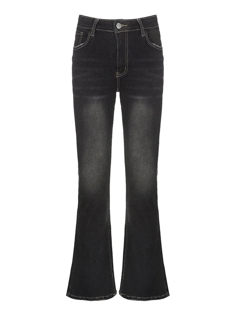 qgtao Y2K Tie Dye Flare Jeans Vintage Strecthy Low Waisted Pants Women Grunge Basic Korean Mom Jeans Casual Streetwear2000s