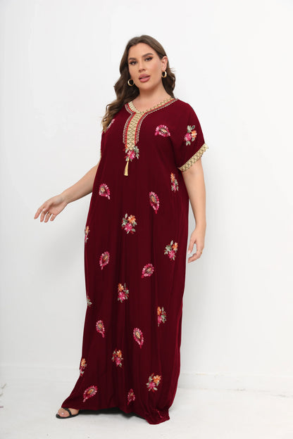 qgtao 2 Pieces Set African Dresses For Women Cotton O-neck Jilbab Short Sleeves Kaftan Dubai Abaya Hijab Muslim Plus Size Robe