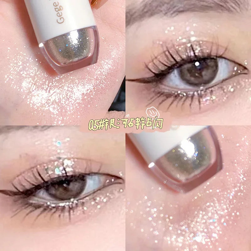 qgtao  Bright Shine Liquid Eye Shadow Glitter Highlighter Waterproof Pearlescent Sequins Lying Silkworm Fine Korean Cosmetic Makeup