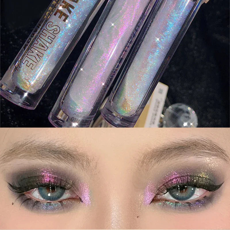 qgtao 2Colors Glitter Highlighter Makeup Multi-function Liquid Eyeshadow Eyeliner Waterproof Pearl Brighten Silkworm Shake High Gloss