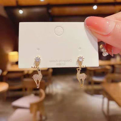 Cute Christmas Elk Dangle Earrings For Women Charm Xmas Deer Star Bowknot Round Ball Drop Earring Girls New Year Party Jewelry
