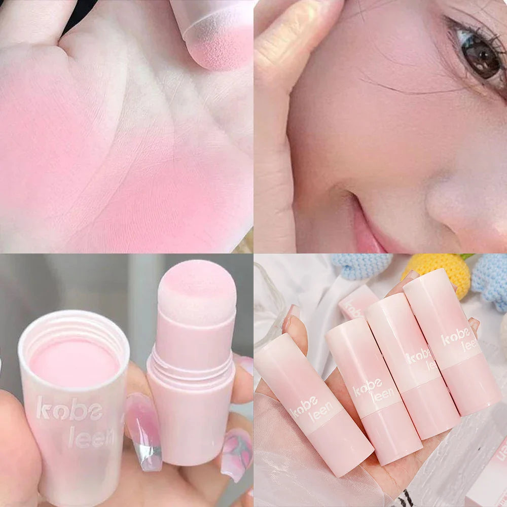 qgtao Matte Cheek Blush Stick Natural Peach Blush Eyeshadow Powder Multi-purpose Eyes&lips Blusher Face Contouring Makeup Cosmetics