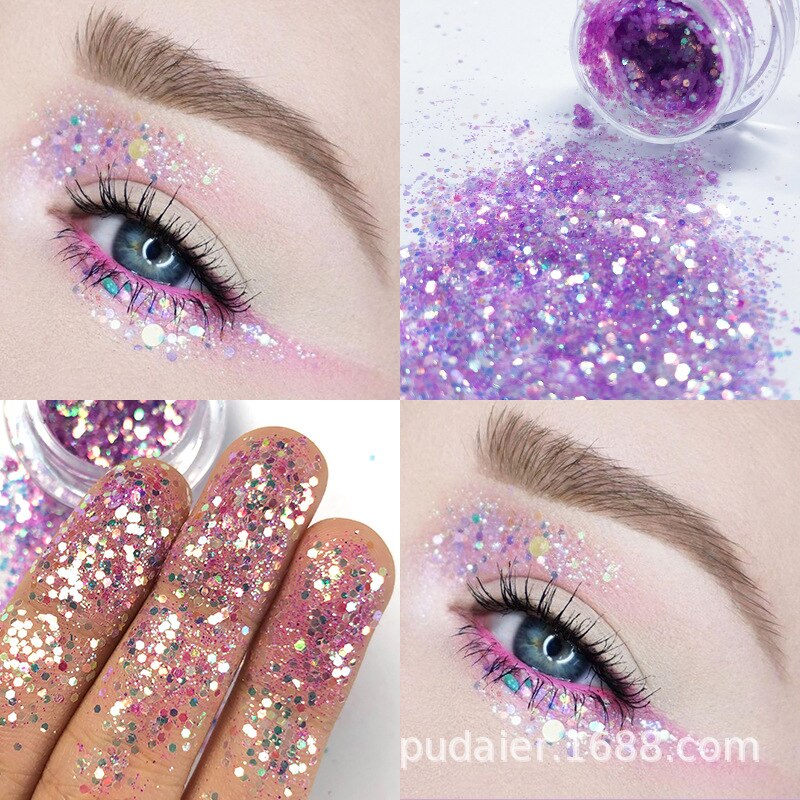 NEW 1Pc Glitter Glam Eye Sparkly Glitter Hair Shimmer Gel Flash Heart Loose Sequins Glitter Eyeshadow Party Face Body Decoration