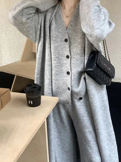 qgtao Autumn and Winter High-end Retro Maillard Long Sweater Two-piece Set