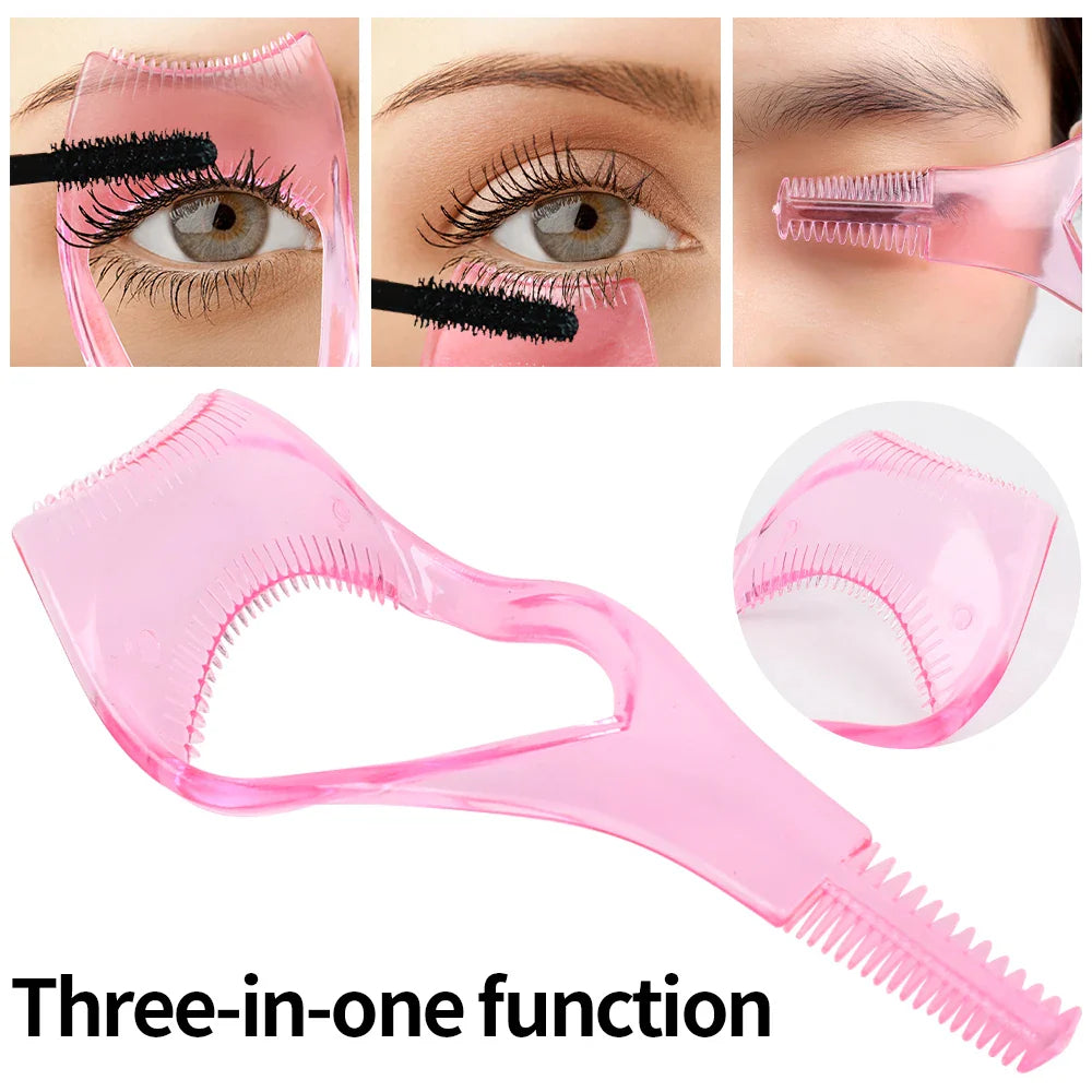 qgtao 3 In 1 Mascara Stencils Shield Eyelash Brush Applicator Comb Eyelash Curling Guide Card Multifunction Beauty Eye Makeup Aid Tool