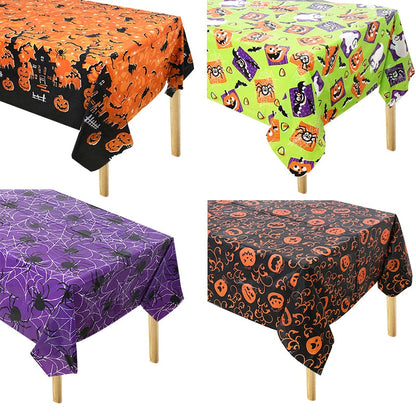 Halloween Decoration Tablecloth Pumpkin Spider Web Bat Plastic Table Cover Festival Party Home Table Decoration Supplies