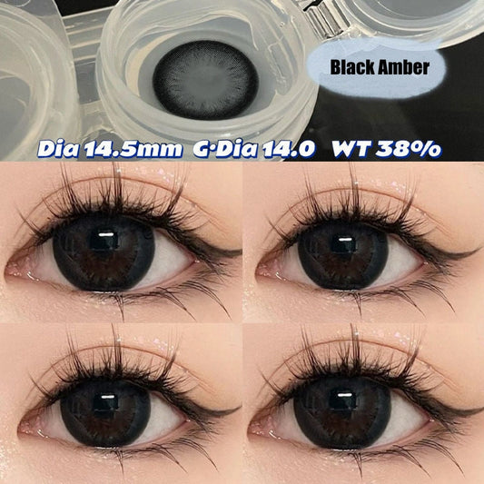 2pcs High Quality Colored Contact Lenses Myopia Brown Lens with Diopters Circle Eyes Makeup Lenses Yearly