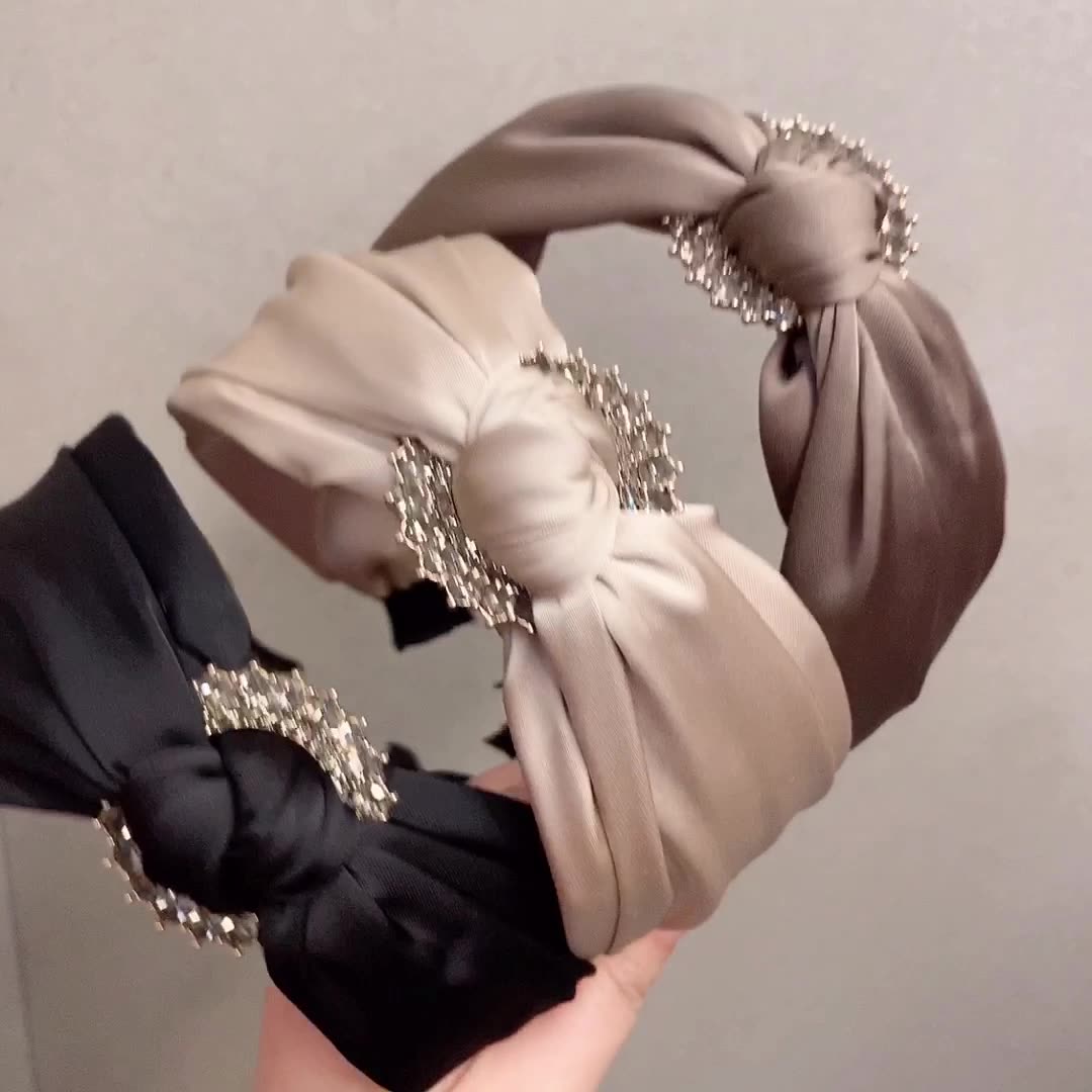 Solid Fabric Satin Hair Scarf Band Hairband for Women Girl Korea Headbands Fashion Accessorie
