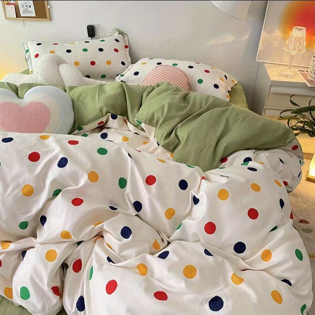 Yeknu - Ins Style Bedding Set Fashion Solid Color Washable Duvet Cover Without Comforter Pillowcases Sheet for Student Soft Home Textile