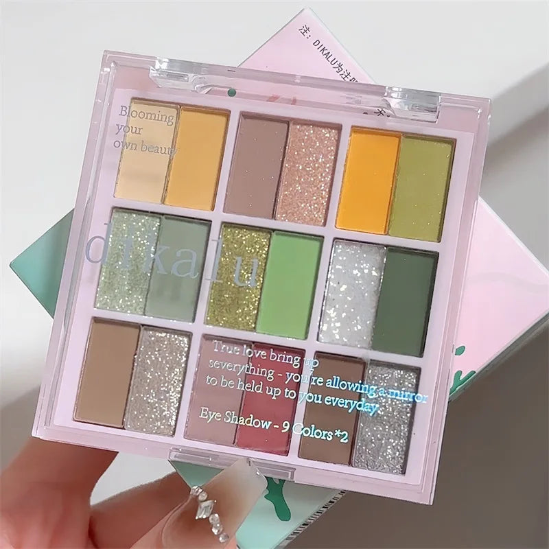 qgtao 18 Colors Color Blocking Eyeshadow Palette Korean Makeup Summer Ice Cream Color Eyeshadow Pink  Purple Makeup Palette Cosmetics