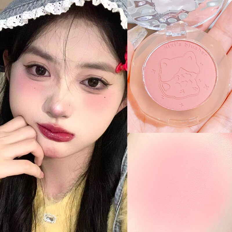 Embossed Cartoon Monochrome Blush Peach Cream Makeup Blush Palette Face Mineral Pigment Cheek Blusher Powder Korean Makeup Rouge