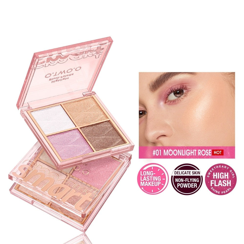 Highlighter Makeup Palette Waterproof Long Lasting Brilliant Lighten Skin Shimmer Contour Makeup Highlight for Face Body