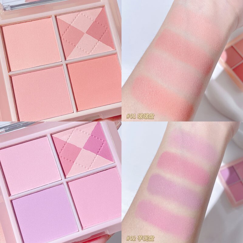 New Apricot Matte Blusher Powder Longwear Taro Purple Rouge Natural Cheek Blush Makeup Soft Highlight Waterproof Contour Palette