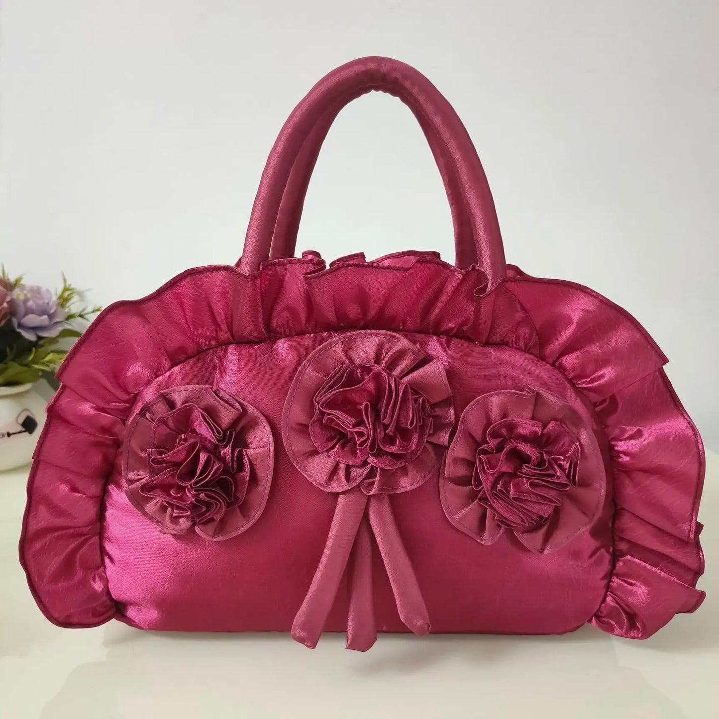 qgtao Gothic Purple Y2k Hand Bag Women New Dark Lolita Soft Chic Handle Purse Female Vintage Flower Cute Mini Bag Bolso Mujer