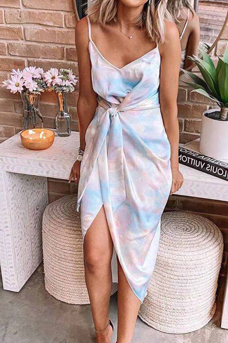 qgtao Tie-dye Bandage Midi dresses