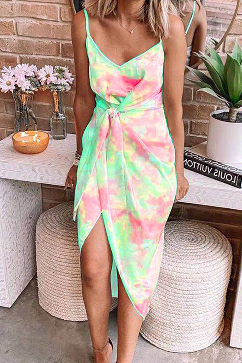 qgtao Tie-dye Bandage Midi dresses