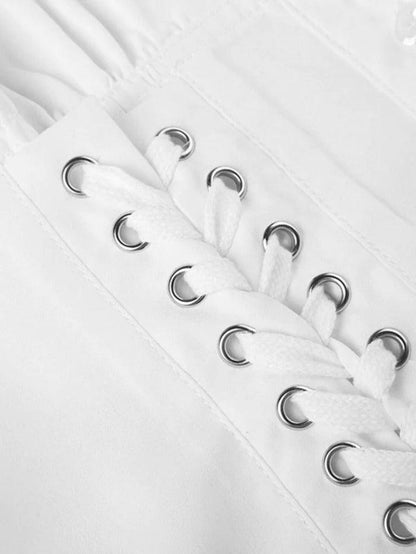 Strap Slim Short Sleeve Blouse