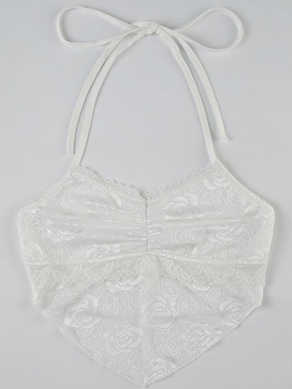 Rose Pattern Lace Cami Tank Top