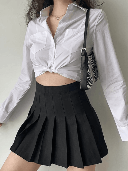 Basic Long Sleeve Button Blouse