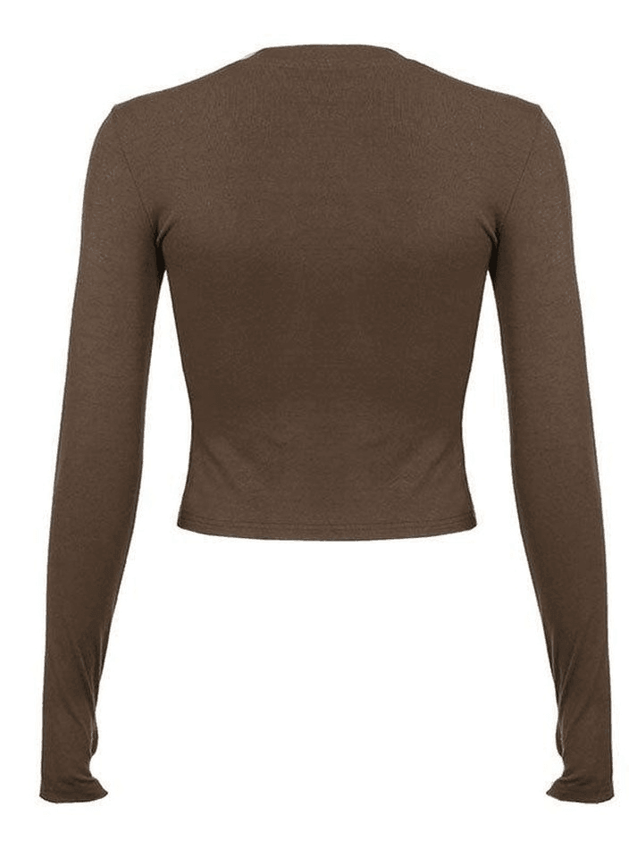 Basic Solid Long Sleeve Crop Top