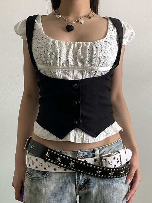 Button Down Strap Corset Top