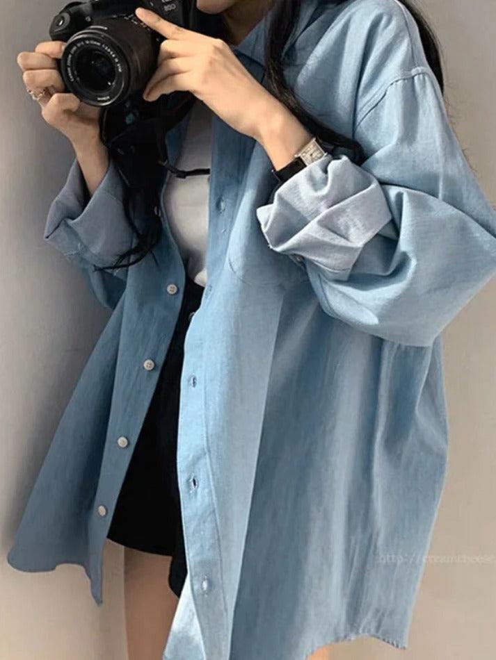 qgtao ootd Vintage Lapel Neck Long Sleeve Blouse