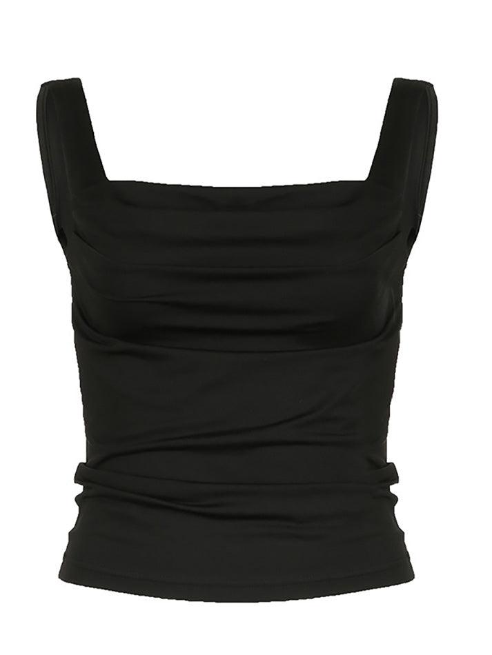 Ruched Square Neck Tank Top