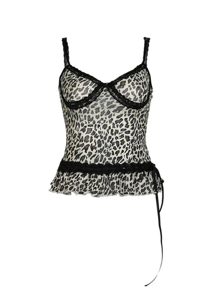 Leopard Print Lace Patchwork Cami Top