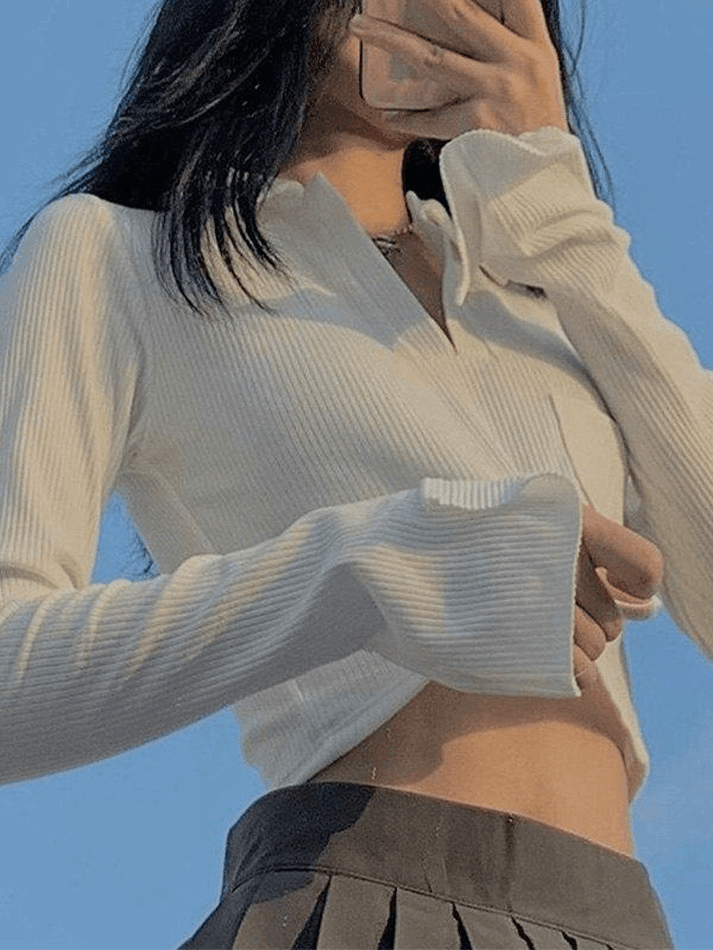 Long Sleeve Rib Knit Crop Top