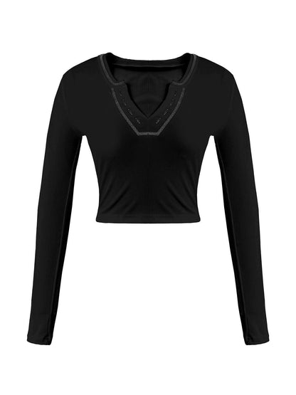 Long Sleeve Ribbed Crop Top