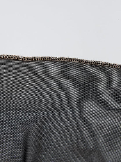 Mesh Long Sleeve Crop Blouse