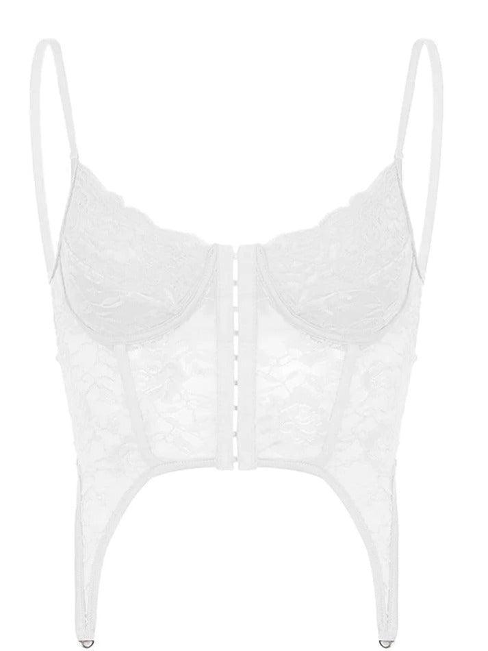 Mesh Perspective Suspenders Slim Bustier Top