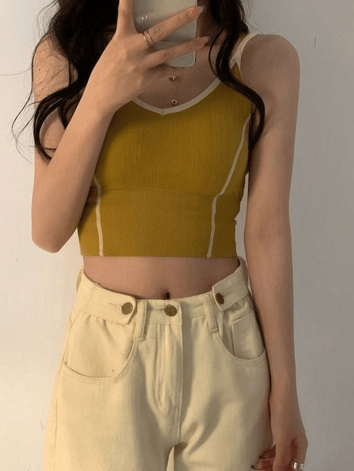 Patchwork Padded Crop Cami Top