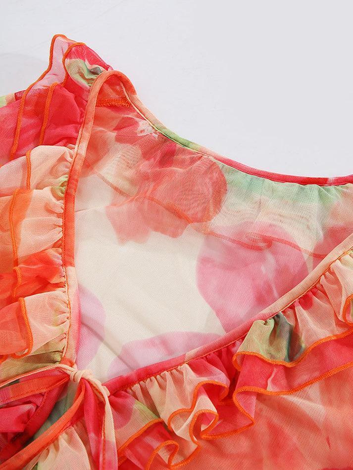 Plunge V Neck Chiffon Blouse