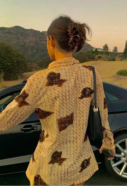 Printed Long Sleeve Blouse