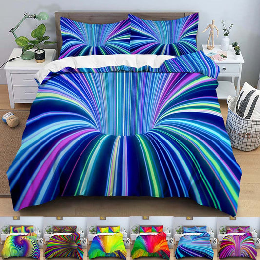 Yeknu 3D Duvet Cover Psychedelic Abstract Double 210x210 Bedding Set 2/3pcs Quilt Cover With Zipper Closure King Size Comforter Cover