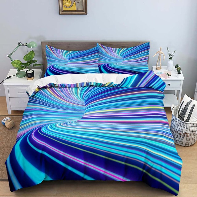 Yeknu 3D Duvet Cover Psychedelic Abstract Double 210x210 Bedding Set 2/3pcs Quilt Cover With Zipper Closure King Size Comforter Cover