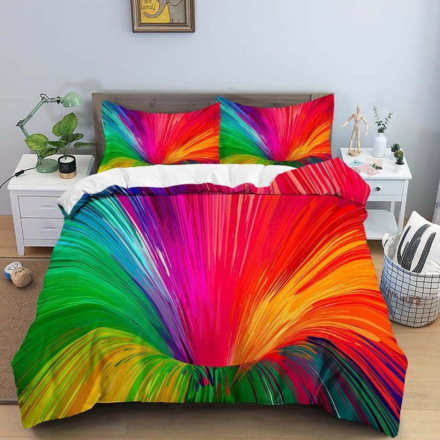 Yeknu 3D Duvet Cover Psychedelic Abstract Double 210x210 Bedding Set 2/3pcs Quilt Cover With Zipper Closure King Size Comforter Cover