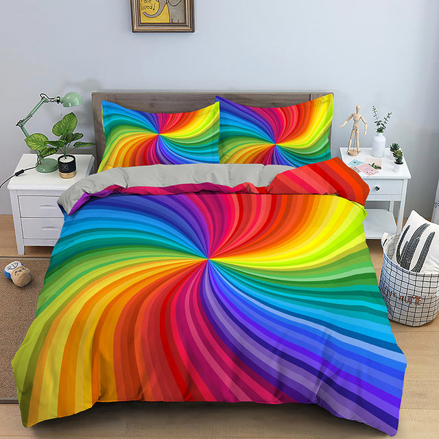 Yeknu 3D Duvet Cover Psychedelic Abstract Double 210x210 Bedding Set 2/3pcs Quilt Cover With Zipper Closure King Size Comforter Cover