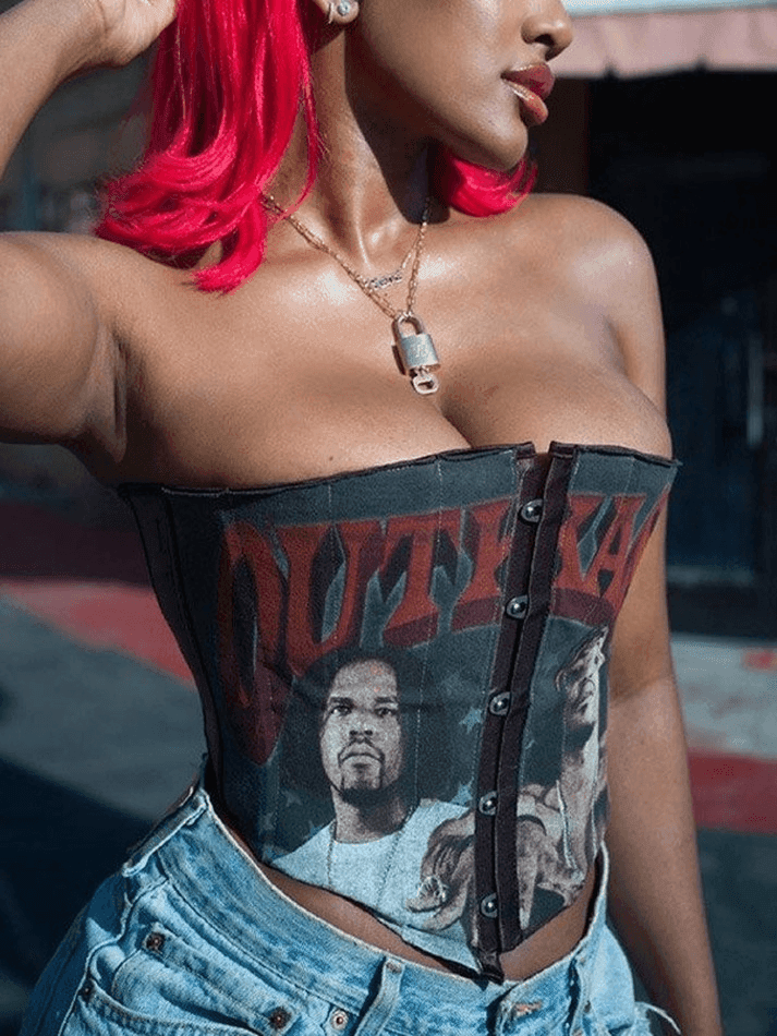 Punk Figure Graphic Corset Top