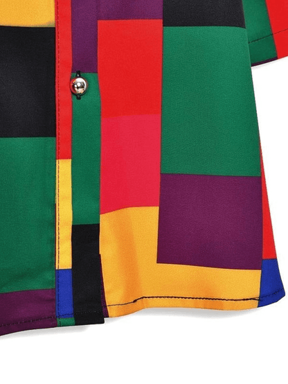 Rainbow Checkered Button Down Blouse