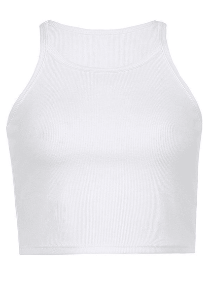 Rib Basic Solid Crop Cami Top