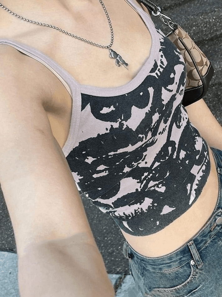 Screen Eye Print Crop Cami Top