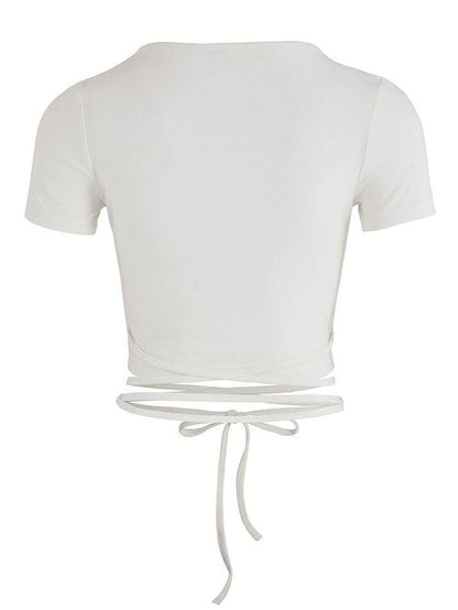 Short Sleeve Wrap Crop Top