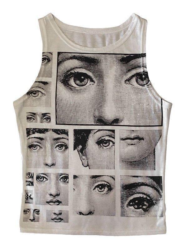 Staring Eye Graphic Crop Tank Top