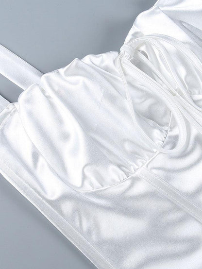 Tie Front Satin Corset Top