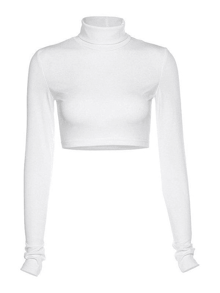 Turtleneck Long Sleeve Crop Top